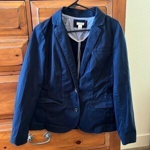 L.L. Bean Women navy blue blazer jacket with pockets preloved size medium